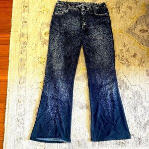 Zara Mesh Denim Acid Wash Flare Jeans